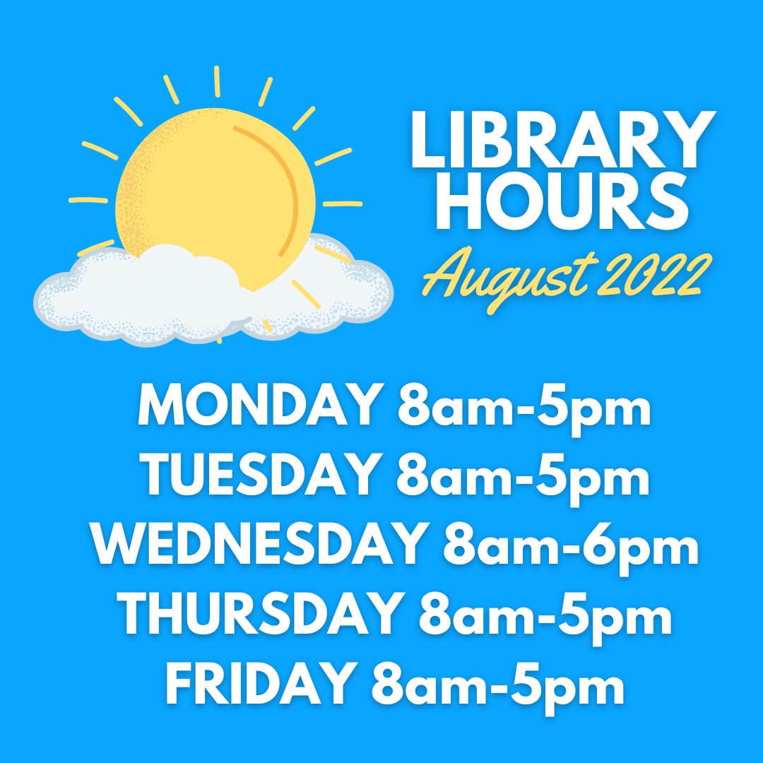 acadialibrary's tweet photo. Our opening hours for the month of August! Hope to see you in the library π» #acadialibrary #acadiau @acadiastudents @AcadiaU https://t.co/UTpe5aAdty