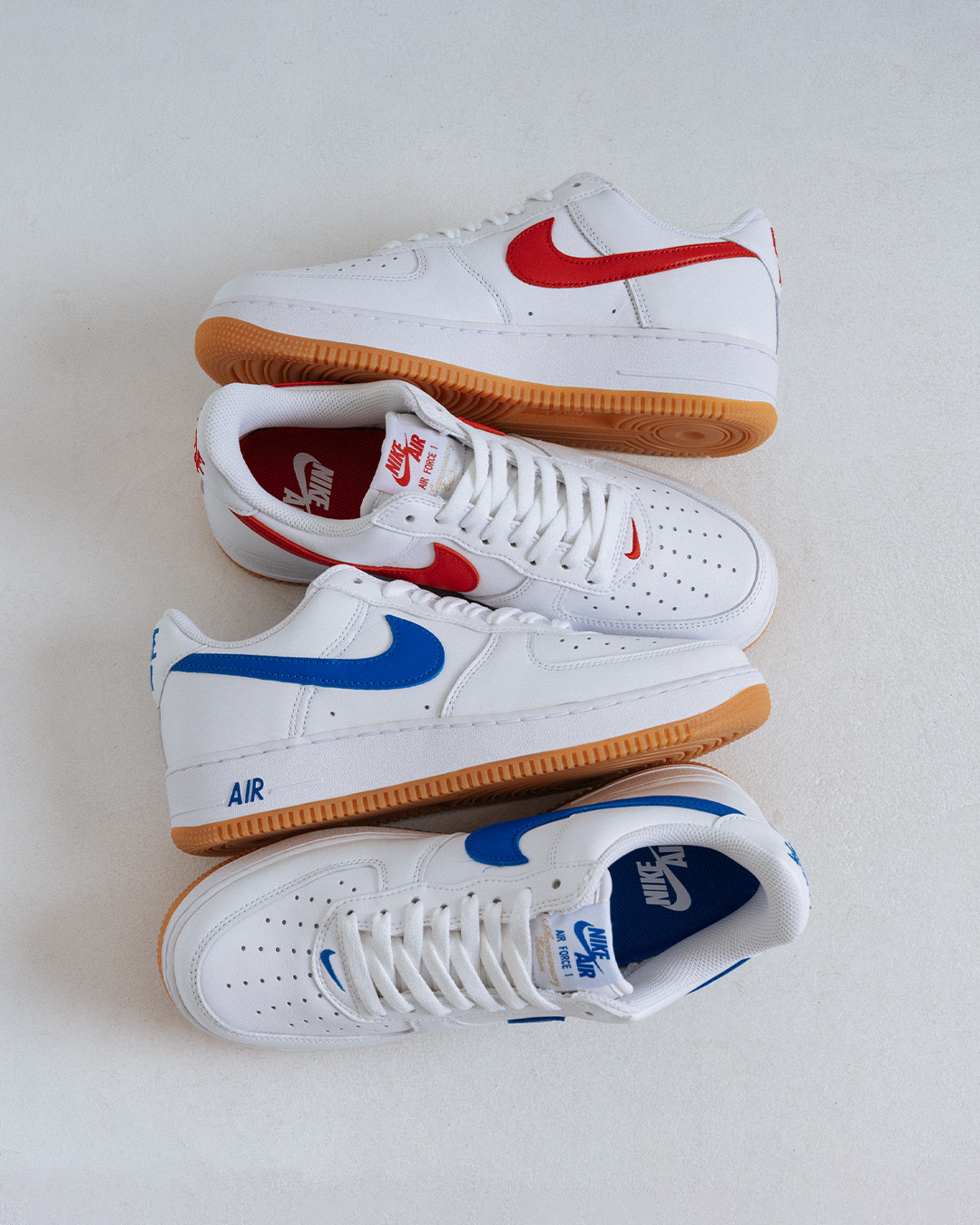 white and blue air force 1 gum bottom