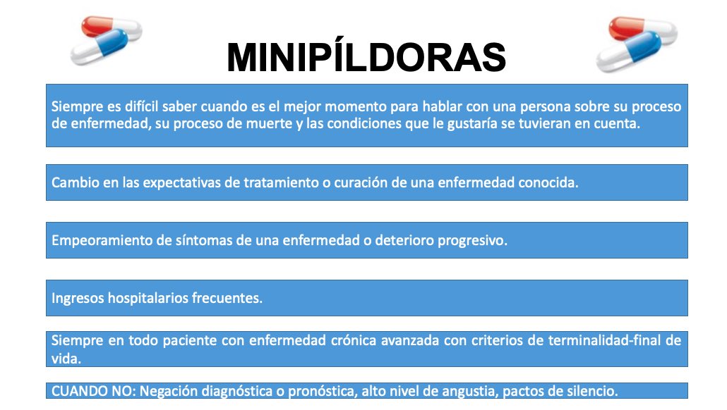 GeriatriaLaPaz's tweet photo. 💊Minipildoras 💊 Planificación de cuidados al final de la vida. https://t.co/Q3KTZgtRox