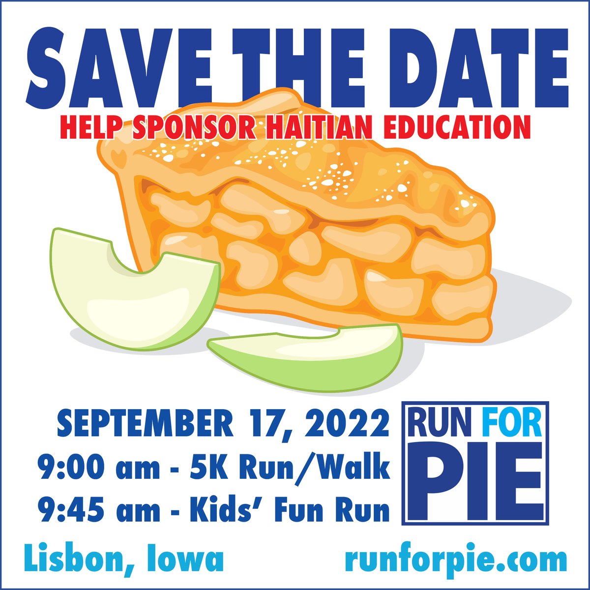 RunForPie2's tweet image. We're gearing up for our annual Run for Pie 5K and Kids Run. Check out the details below and visit RunForPie.com to sign up and learn about the cause.

Even if you're not a runner, sign up for the 'yum' of it, because every single participant gets pie - on a stick!
