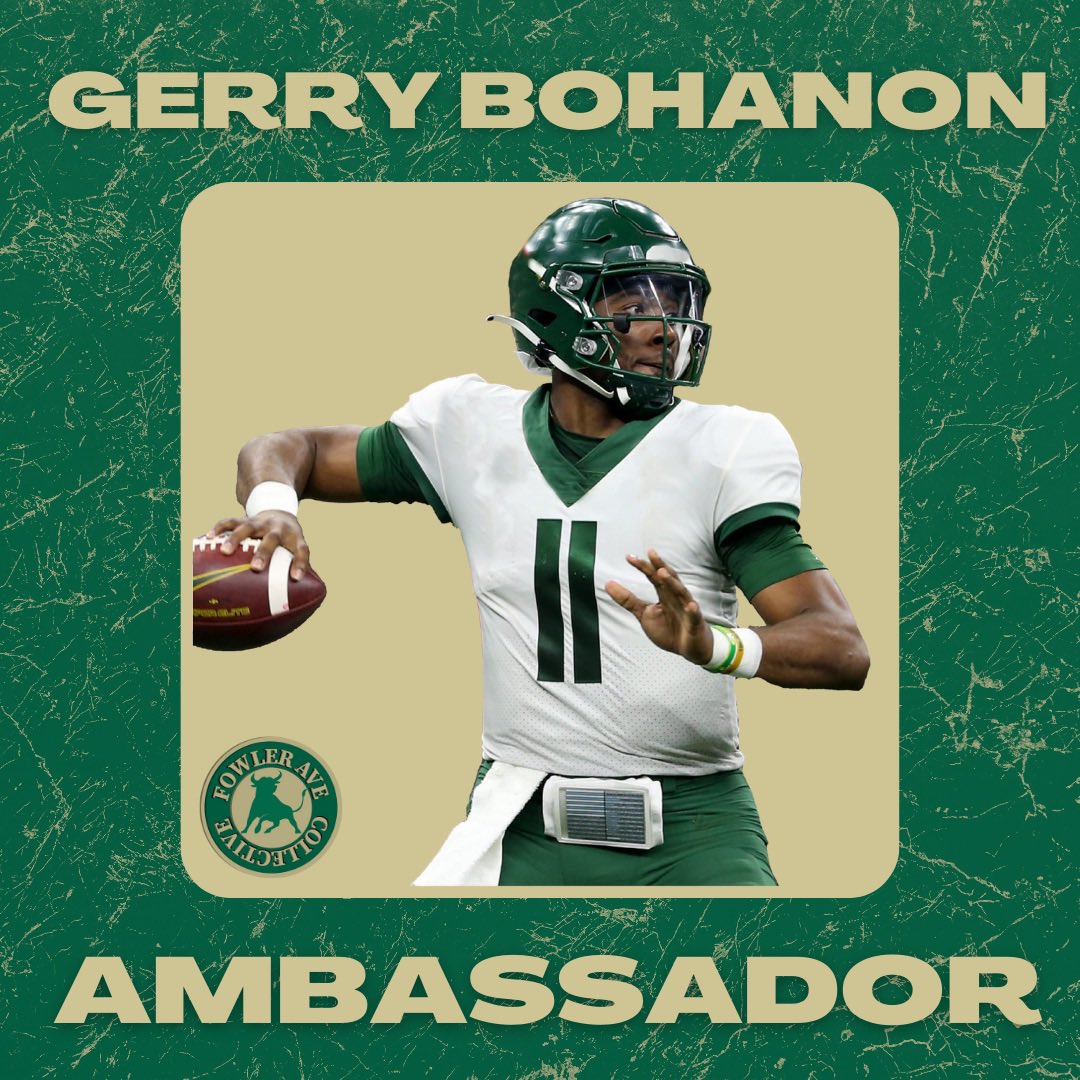 Fowler Ave Collective🤘 (@fowleravenue) on Twitter photo We are so excited to announce our first Fowler Ave Collective ambassador, QB Gerry Bohanon 😤 Go sign up for a package right now, it’s less than a trip to Starbucks, to support more <a href="/USFAthletics/">USF Athletics</a> student athletes like Gerry! #GoBulls #US2F
🤘💚💛 We are so excited to announce our first Fowler Ave Collective ambassador, QB Gerry Bohanon 😤 Go sign up for a package right now, it’s less than a trip to Starbucks, to support more <a href="/USFAthletics/">USF Athletics</a> student athletes like Gerry! #GoBulls #US2F
🤘💚💛