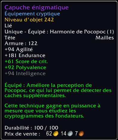 PechWow's tweet image. Regardez l’objet que je viens de recevoir : [Capuche énigmatique] #Warcraft