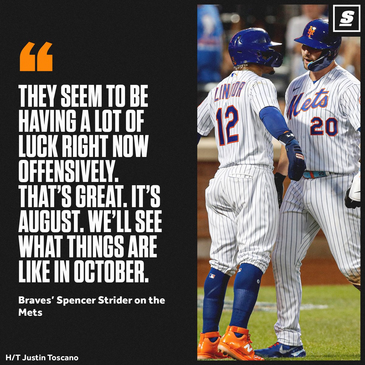 theScore's tweet photo. Spencer Strider doesn't seem to think the Mets are the real deal. 🤨 https://t.co/CC1OYu4G0T