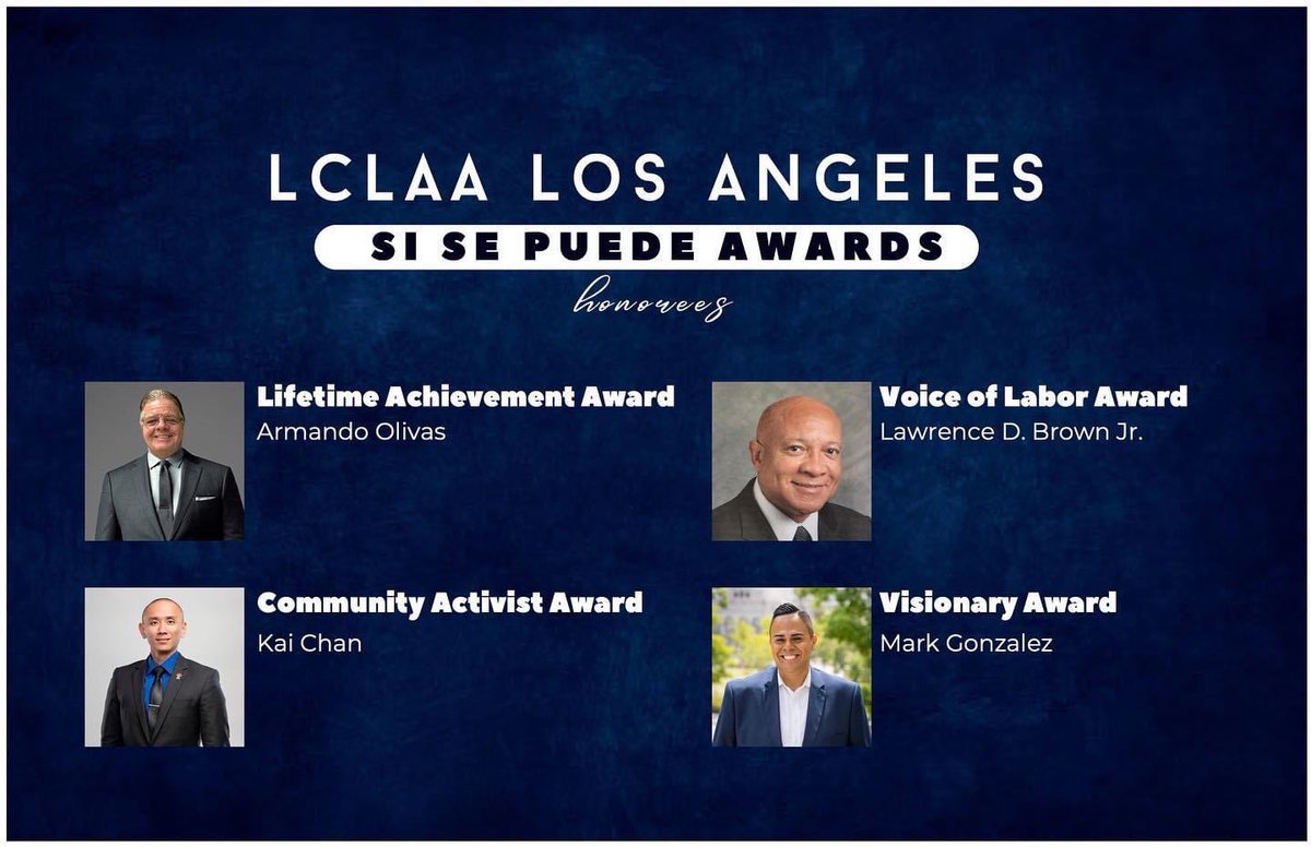 MarkJGonzalezLA's tweet photo. Thank you to @LCLAA Los Angeles for this incredible honor at this year’s “Si Se Puede Awards”! Congratulations to my fellow honorees! 

Support and purchase tickets here:
https://t.co/oYjmZ7GZgb https://t.co/GRQPv1lXzp