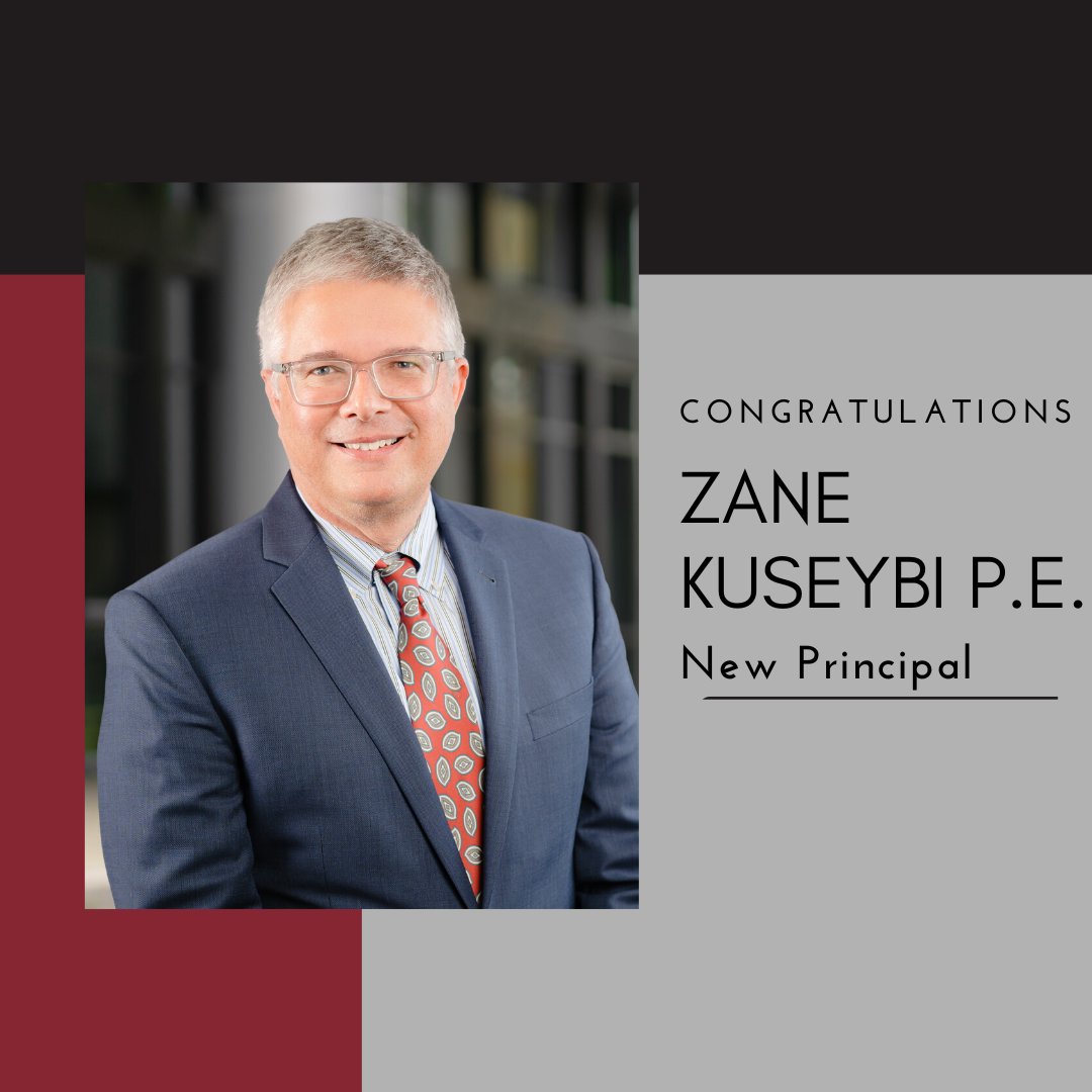 We are proud to announce that Zane Kuseybi P.E. has been promoted to Principal in our Charlotte office! Zane has been with Optima for five years, and has experience in management roles in other firms before joining Optima. We can't wait to see what you can accomplish Zane!