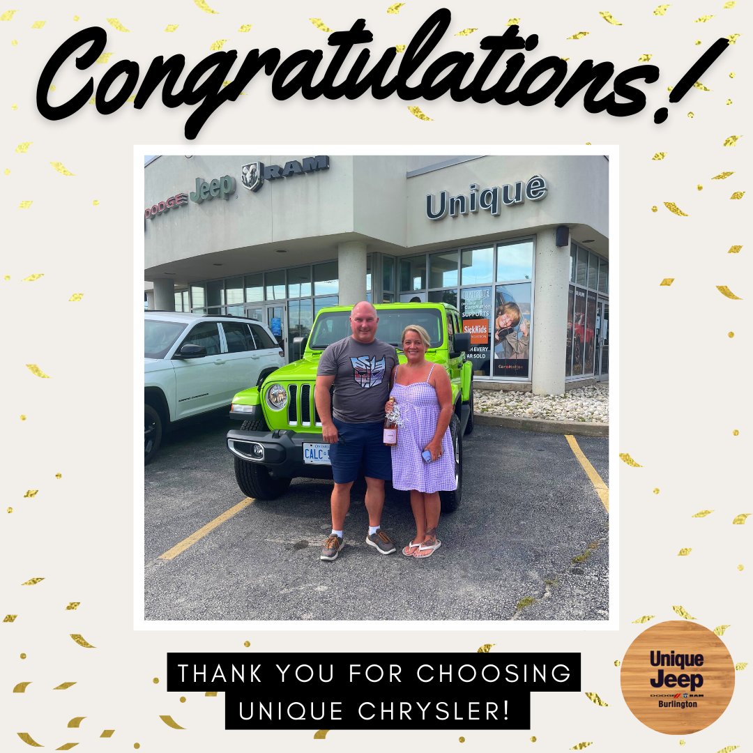Congratulations to the Cober Family on their 2021 Jeep!

Thank you for trusting Abir and the Unique Jeep team with your exciting purchase!

#jeep #wrangler #unique #cars #dealership #customer #chrysler #dodge #jeeplife #jeepgrandcherokee #4x4jeep #dodgeramtrucks #jeepwrangler 