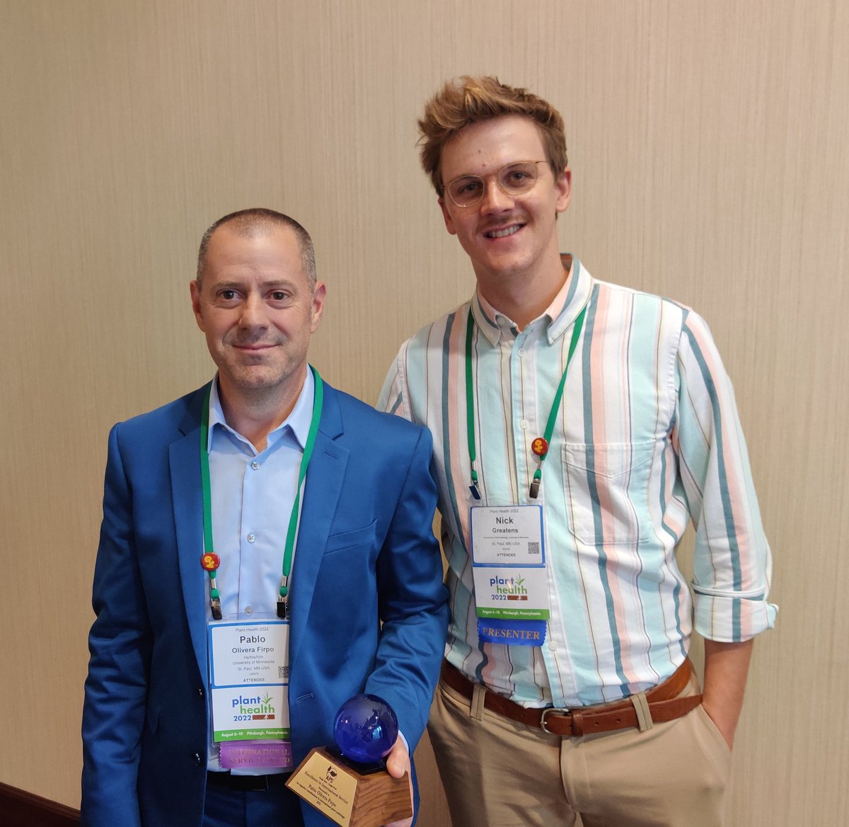 nick greatens (@nick_greatens) on Twitter photo Congratulations to my advisor, Pablo Olivera Firpo for his well deserved APS (<a href="/plantdisease/">The American Phytopathological Society</a>) Excellence in International Service Award. Making @UMNPlantPath proud! Congratulations to my advisor, Pablo Olivera Firpo for his well deserved APS (<a href="/plantdisease/">The American Phytopathological Society</a>) Excellence in International Service Award. Making @UMNPlantPath proud!