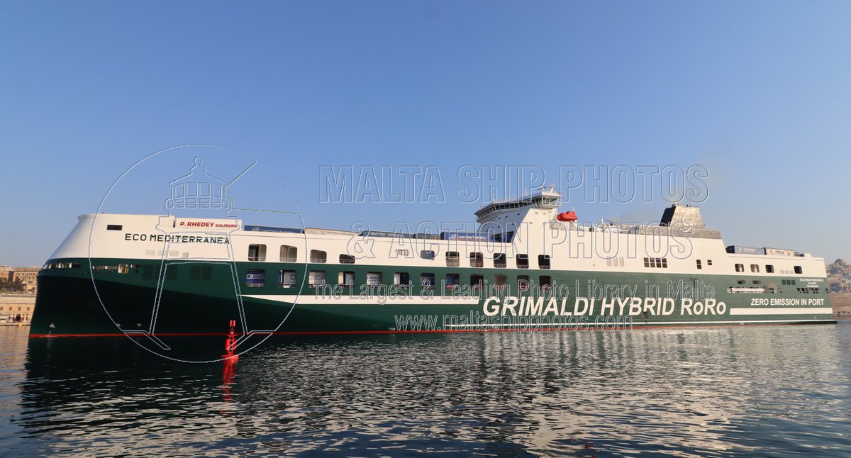 Shipguru's tweet photo. #2022built #conro #ECO_MEDITERRANEA during her #maidenvoyage #entering #grandharbourmalta - 08.08.2022 - https://t.co/nfgboxc3g3 - NO PHOTOS can be used or manipulated without our permission @GrimaldiLines @ShippingItaly @Shippax https://t.co/q3N33gBt3M
