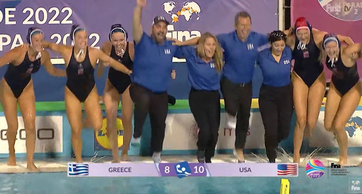 FINA YOUTH WORLD CHAMPIONS! 🥇🏆

The <a href="/TeamUSA/">Team USA</a> Women defeat Greece 10-8 to win the @fina1908 Women's Youth World Championship. Their first Youth World title since 2014. Go USA!