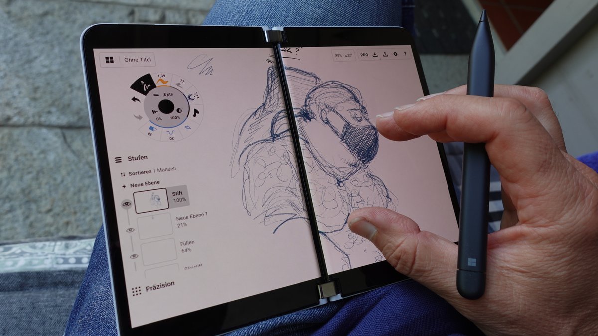 I guess I found my perfect #sketchbook for travelling: #surfaceduo2. I am now playing with it for about one month and the combination of the #conceptsapp and this small foldable device I can carry in my pocket amazes me. #sketching #surfaceart #microsoft