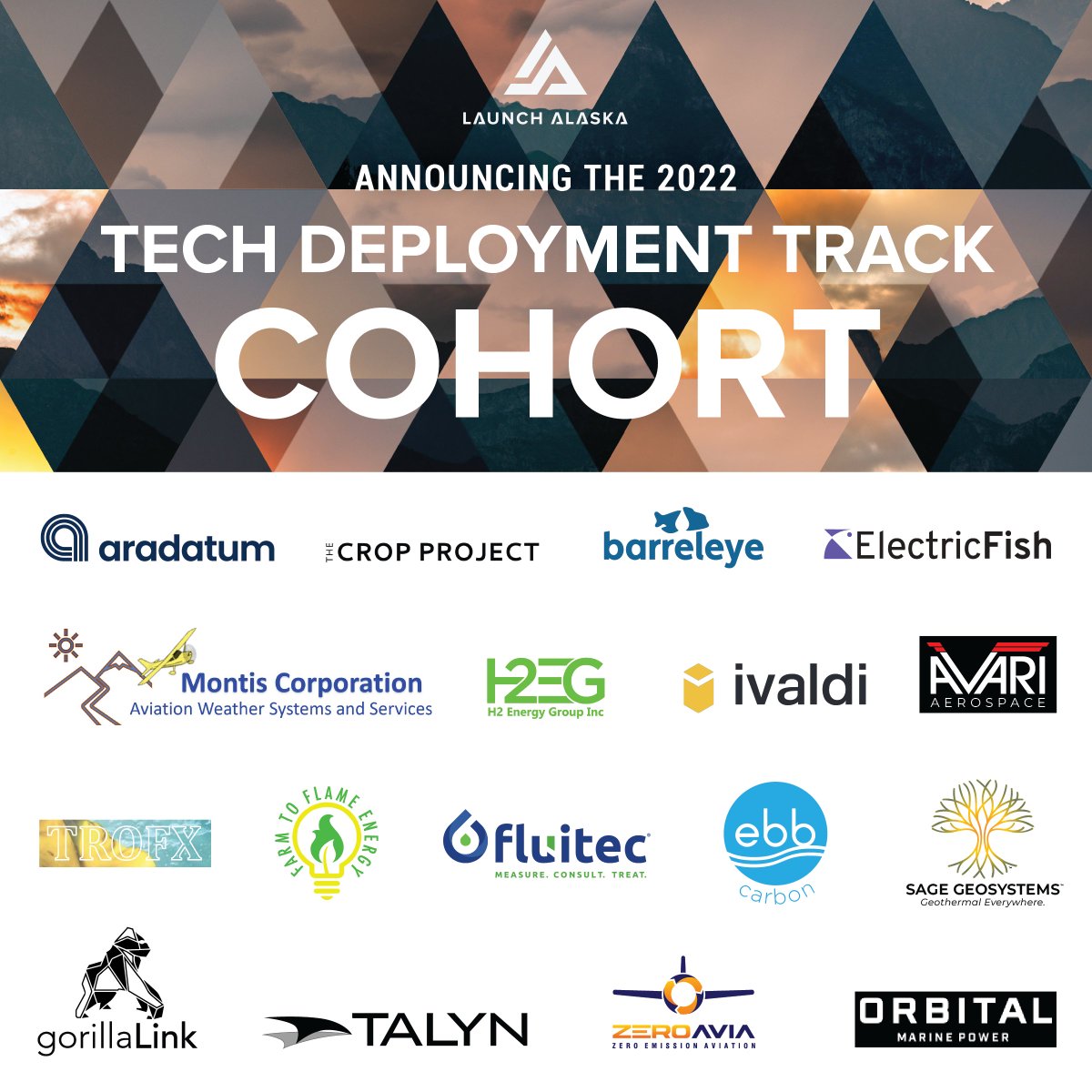 LaunchAlaska's tweet photo. Congratulations to the 17 companies moving forward in our 2022-2023 #Tech Deployment Track program! 🎉 

These companies will come from all over the globe to pitch their technologies and map out the steps to #climatetech deployment in #Alaska. Read more: https://t.co/yydRJcynzv https://t.co/Kcw0h2KbJR