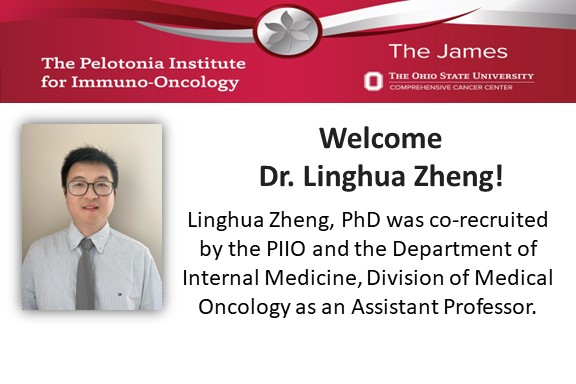 We welcome Dr. <a href="/LinghuaZheng/">Linghua Zheng</a> to the #PIIO and Dept. of Internal Medicine/MedOnc. Dr. Zheng is interested in identifying novel pathways mediated by cell surface proteins to regulate T cell homeostasis, activation, and tolerance. <a href="/OSUWexMed/">The Ohio State University Wexner Medical Center</a> <a href="/OSUCCC_James/">The James</a>  #ImmunoOncology