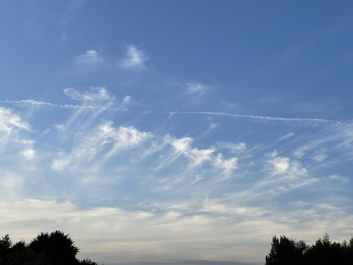 Some nice jellyfish clouds this evening, a sign of nice weather. Also  called Altocumulus castelanus., image size:1200x900