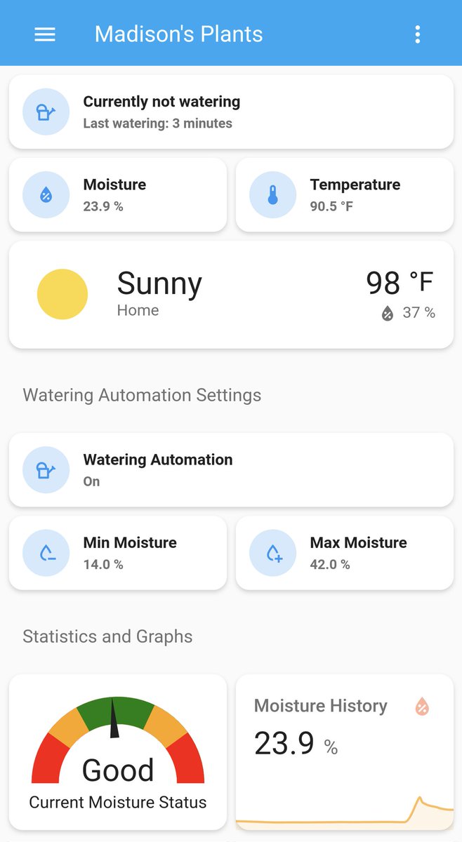 Got a few points on the Partner Approval Factor with the new addition of the garden dashboard to our <a href="/home_assistant/">Home Assistant</a> 

Includes automatic watering based on a min and max moisture setting that is easily configurable.
