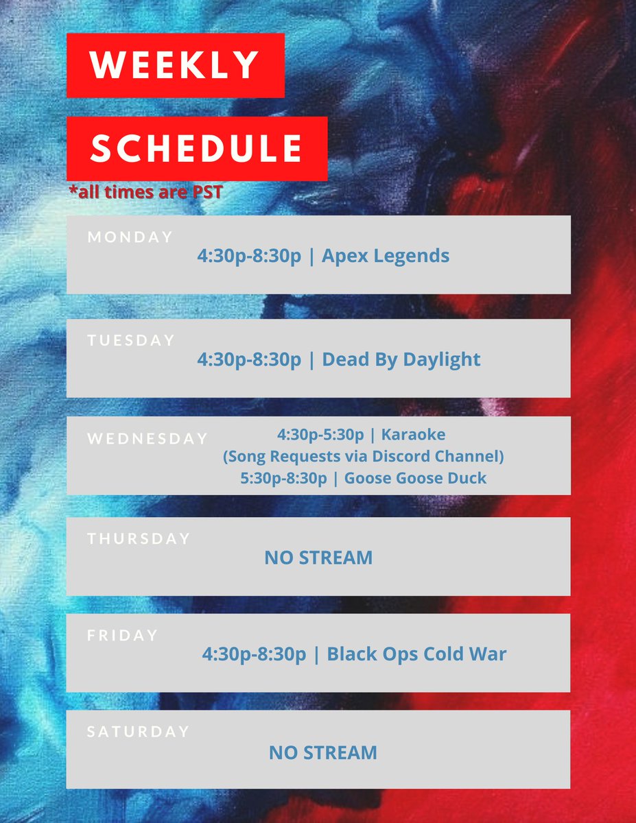 BuritoGobler's tweet photo. AUGUST 8TH - 13TH 
*schedule change. I will be on vacation starting the 13th. 
https://t.co/USuDBOzPde https://t.co/BVLGVuGwW6