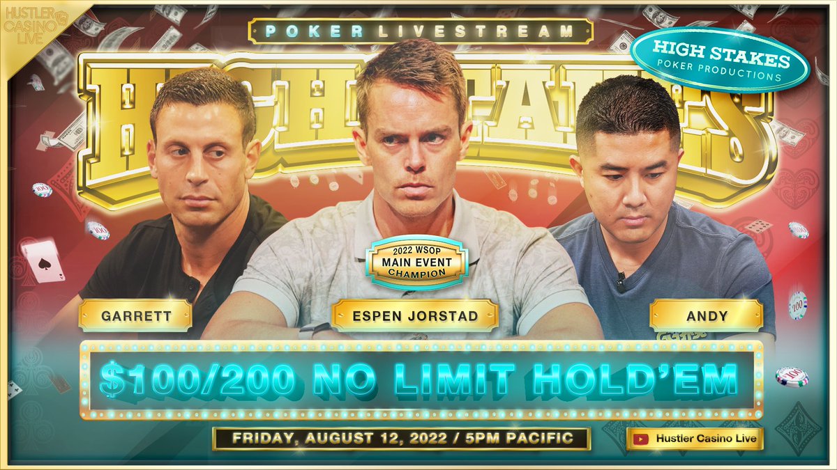 HCLPokerShow's tweet photo. THIS FRIDAY!! SUPER HIGH STAKES $100/200 with the 2022 WSOP MAIN EVENT CHAMP!!

Watch Espen Jorstad battle with Garrett &amp; Andy

Lineup includes @UhlenPoker, @GmanPoker, @andystackspoker, Ryusuke, J.R. &amp; more https://t.co/V5CAqB5OPW