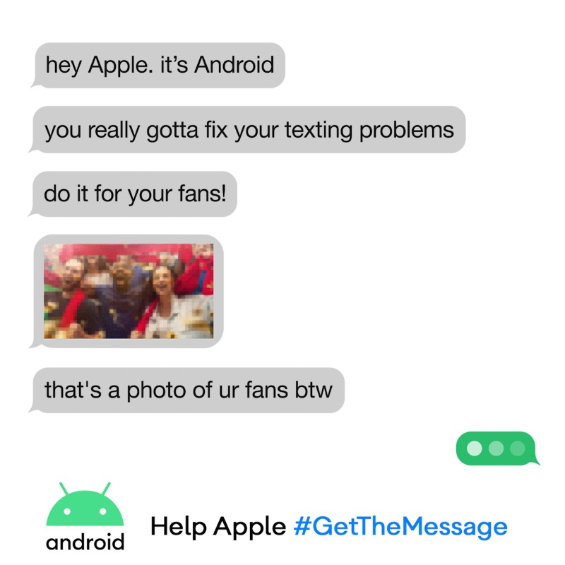 Android's tweet photo. You deserve better than those blurry photos. And so do your fans. Help Apple #GetTheMessage