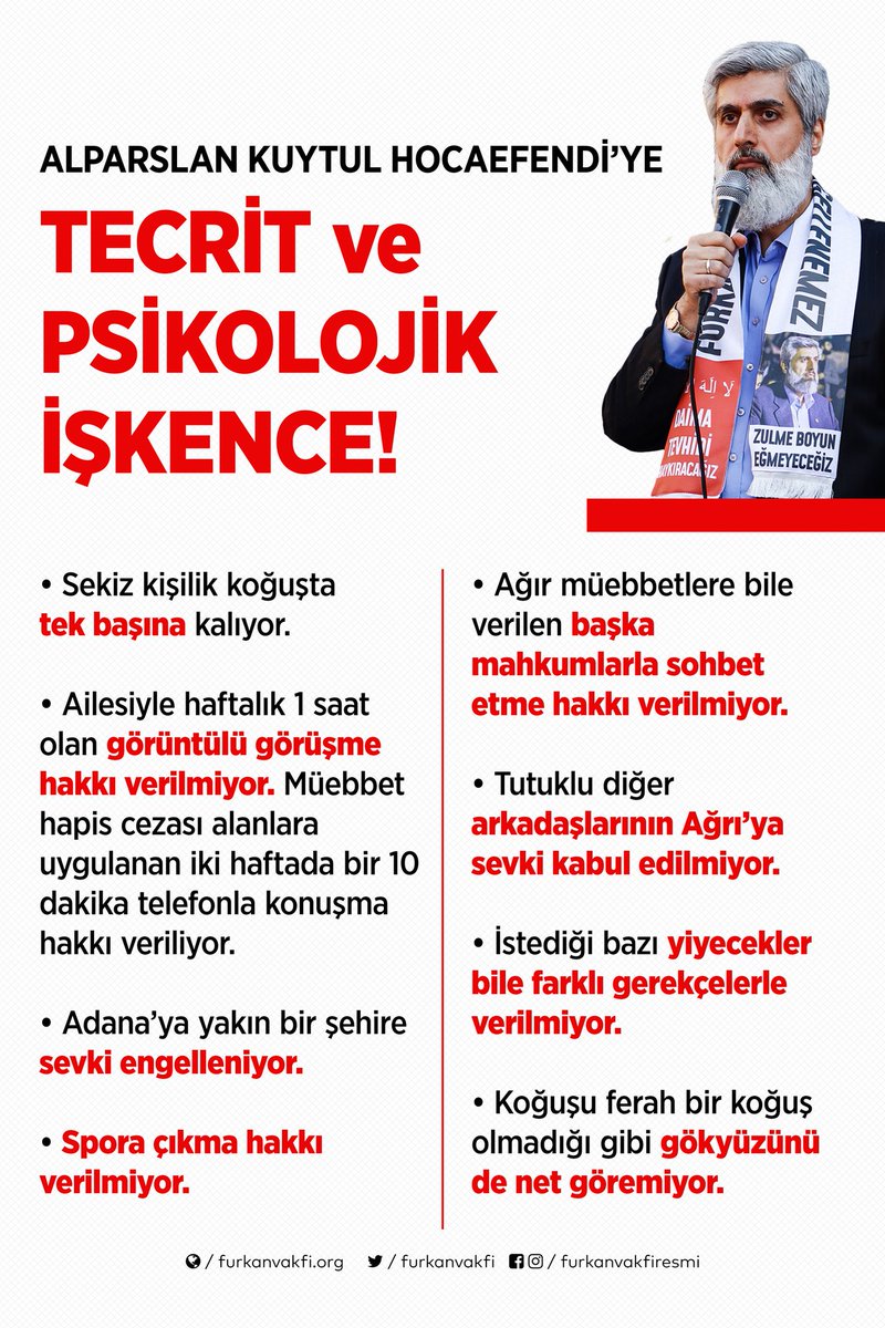 AlparslanHocaya TecritZulmü Tecrit insanlık suçudur!