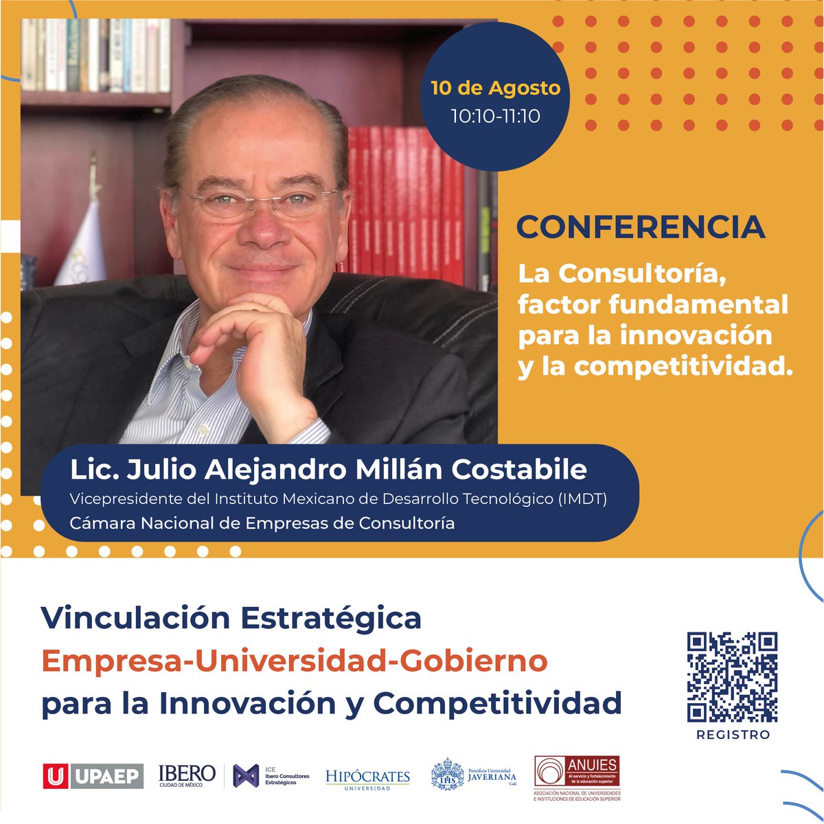 ¿Por qué la consultoría es clave para la innovación y competitividad empresarial? #Entérate este 10 de agosto 
Registro bit.ly/3yAhzgr Actividad gratuita Programa completo bit.ly/3awNXsr