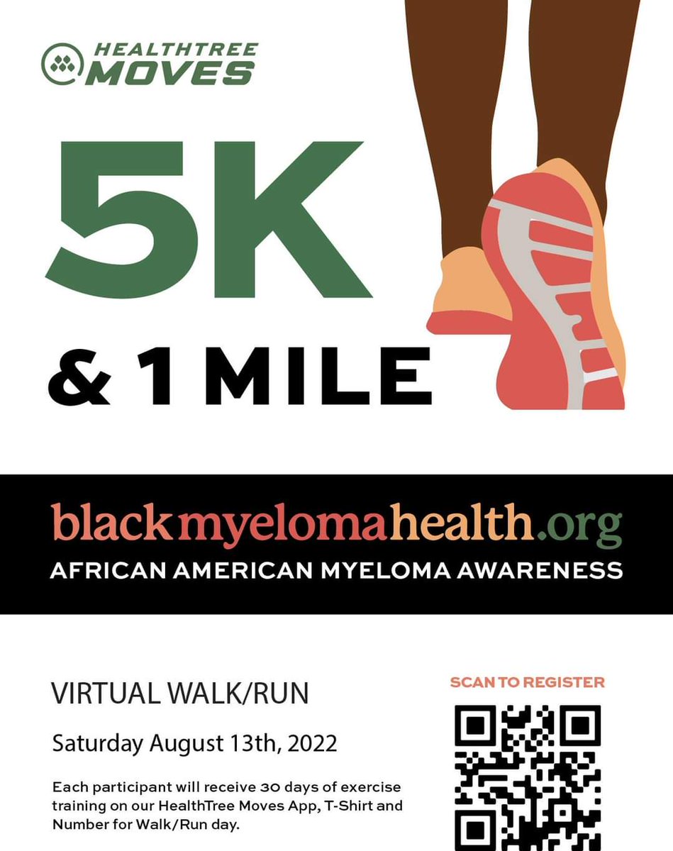 The virtual 5K/1mile event is just days away. We've reached a little over 21% of the $50,000 goal. Continue to spread the word &amp; encourage your friends &amp; family to join you. 100% of the proceeds raised will support the Black Myeloma Health Initiative.
#myeloma #blackmyelomahealth