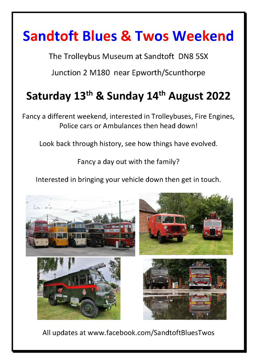 Looking for something to do this weekend then come along to <a href="/TrolleybusSToft/">Trolleybus Museum at Sandtoft</a>, looking to be a bumper weekend, <a href="/Museum_RAFfire/">RAF Fire Museum</a> will be bringing some of their collection to plus many others.