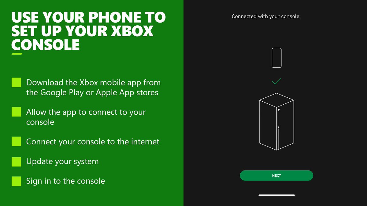 XboxSupport's tweet image. One day new Xbox Series X|S console owners will see this tweet and set up their console using their phone. 

Wait, what? 

Complete your setup with the Xbox mobile app: msft.it/6010jPFZ0