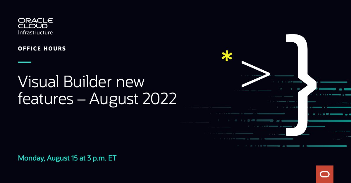 ShayOracle's tweet image. We are getting ready to roll out a new version of #Oracle Visual Builder - join our seminar to learn what's new in this release of #OracleVB asktom.oracle.com/pls/apex/askto…