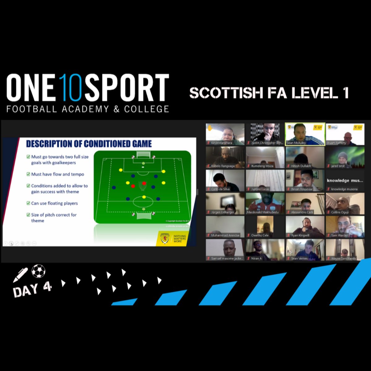 One10Sport's tweet photo. The Scottish FA Level 1 is underway with coaches in attendance from South Africa, Jordan, Nigeria, Saudi Arabia, Zimbabwe, Botswana and the USA🏴󠁧󠁢󠁳󠁣󠁴󠁿🇿🇦🇯🇴🇳🇬🇸🇦🇿🇼🇧🇼🇺🇸
#FootballCourses
#SoccerCourses
#FootballCoachingCourses
#SoccerCoachingCourses
#ScottishFACoachEd
#Africa
#ONE10SPORT https://t.co/H5esGnH62d