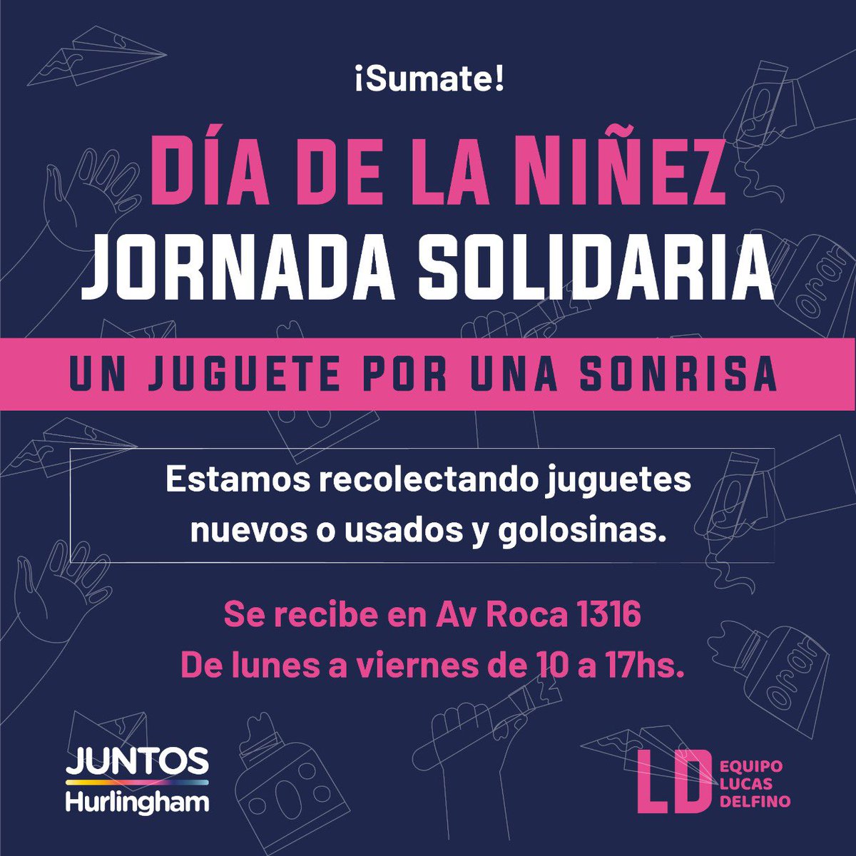 ¡Se viene el Día de la niñez! 👦🏻👧🏼
Para que todos puedan disfrutarlo de la misma manera, vamos a estar recolectando juguetes, usados o nuevos, y golosinas para repartir. Por cualquier duda o consulta escribinos. 

❤️Ayudanos a ayudar