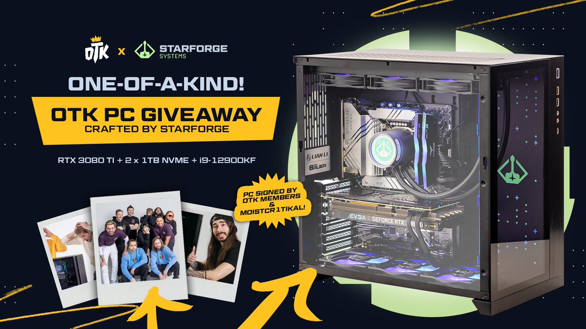 We're excited to launch this giveaway with @StarforgePCs One winner will receive a Signed $3,499 RTX 3080 Ti Gaming PC! To enter, perform these tasks via the link below: - RT + Like - Follow @StarforgePCs + @OTKnetwork To Enter Click Here: vast.link/Starforge