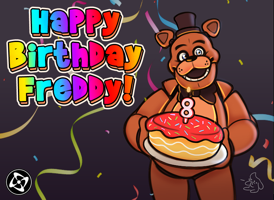 Happy Birthday to the world's favorite pizza loving bear, Freddy! 8 year old today. To celebrate we got him a cake and a bucket of Faz-Coins, go crazy in the game room kid, you earned it! Show Freddy your celebration images in the comments! #FNaF #Indiegame #fanverse