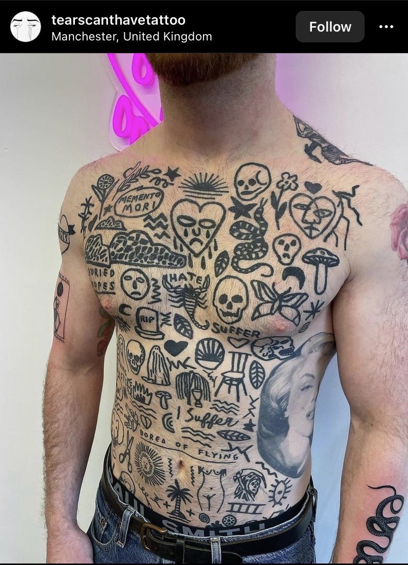 TATTOOS BY EMS — A little chest action / tribute to his father who...