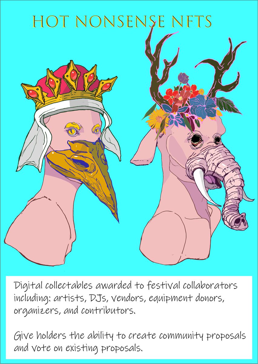NFTs are coming soon to #magiceden hosted on #SOL. #NFT s are collectables that will be utilized for governance across the Hot Nonsense DAO LLC. 10% of the total amount of NFTs distributed to event collaborators each year will be available for sale. #crypto #blockchain #dao