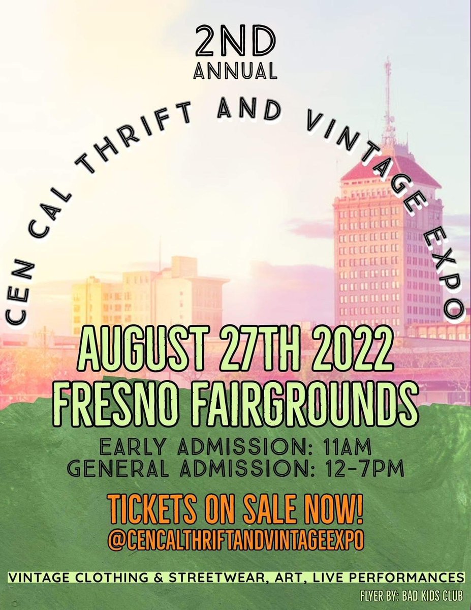 alexxslappz's tweet photo. Alright y'all its that time of the year again! The Cen Cal Thrift &amp; Vintage Expo is back and looking better than ever! Make sure to get your tickets, this is one of them events you won't want to miss 🙂

I myself will be a vendor so come out and buy some of my junk 😏 https://t.co/BsnFwD8hhT