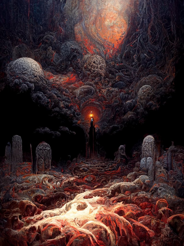 AiCursed's tweet photo. BOWELS OF HELL. BEACON IN THE DARK.

#eldritch #eldritchhorror #lovecraftianhorror #art #dark #horror #darkfantasy #cosmic #terror #void #artwork #digitalart #darkart https://t.co/qbQgEUFOtr