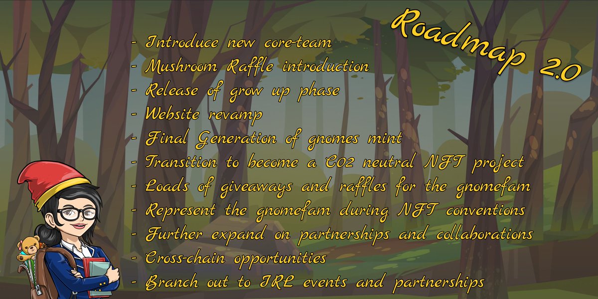 CroGnomes's tweet photo. The wait is over, the roadmap is finally here! 🍄✨

Are you ready for the next chapter in the CroGnomes story?🤗

https://t.co/he86cWIxtG
#CROFam #CroGnomes #NFT #NFTs #NFTCommunity https://t.co/rEcQpJ2tsw
