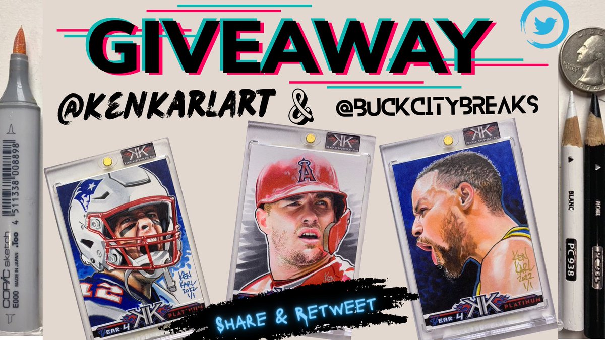 BuckCityBreaks's tweet photo. 🎨#freesportscards🎨

We're teaming up w/ one of the coolest dudes in the hobby!

If you want to win a one-of-a-kind Ken Karl exclusive piece, do the following:

1) RT this
2) follow @KenKarlArt 
3) follow us

One (1) winner drawn Friday, August 12, 2021

Winner picks the player! https://t.co/2q0LWqbnut
