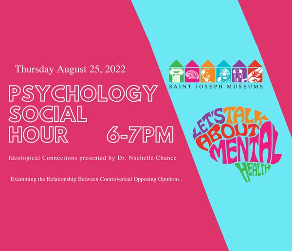 Hello SWPA supporters, 
Dr. Chance will be presenting a portion of some of her ongoing research at the August 25 Psychology Social Hour (6pm CT). A critical conversation on the controversial topics of social and political ideologies. 
Register stjosephmuseum.networkforgood.com/events/44554-p…