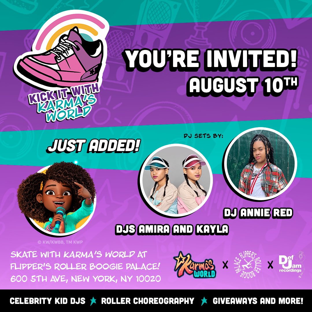 August 10th 10-3pm, come skate with Karma’s World at Flipper’s Roller Boogie Palace (600 5th Ave. New York)

Experience live roller choreography, learning to groove just like Karma!

#KarmasWorld
#NewYork