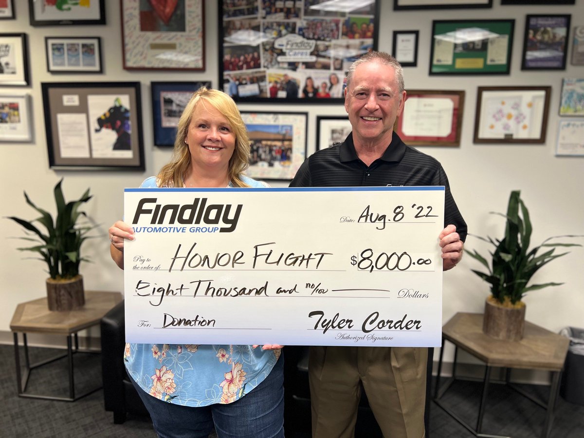 Today we're supporting our military veterans with a donation to #HonorFlight. @HonorFlightNet. #FindlayCares