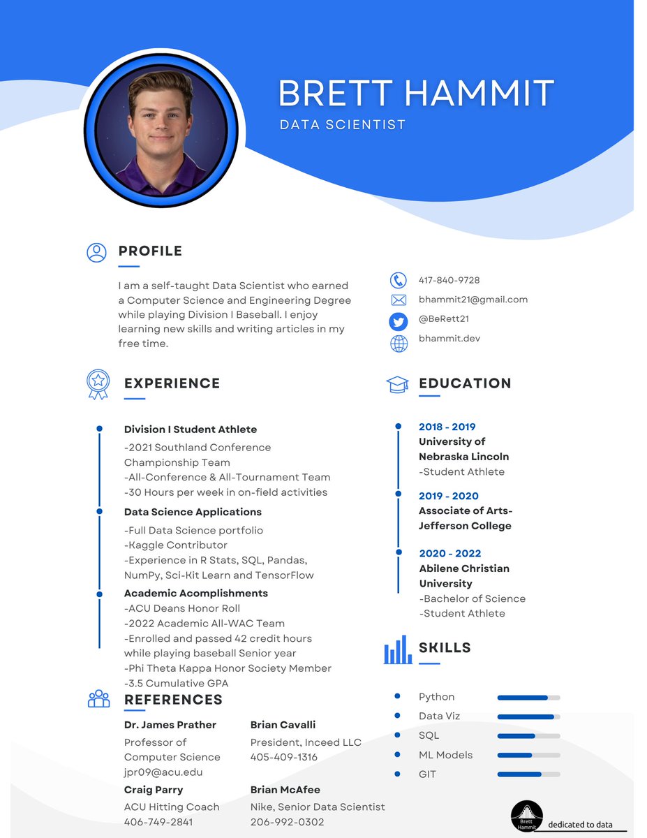 Twitter Friends, I just graduated from Abilene Christian University and looking for an entry-level Data Science or Analyst position. Any help or leads would be much appreciated. I'm putting my Resume below. Feel free to message me for any other information or inquiries!