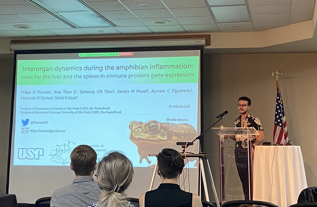 Felipe Floreste πΈπ§π·π¦πΊ (@florestefr) on Twitter photo It was thrilling to present my PhD research live for the first time on the last day of <a href="/GARD2022/">Global Amphibian and Reptile Disease Conference</a> for a full crowd. I am grateful to participate in the 1st conference of its kind β learned tons about herp immunity, their pathogens, and met fellow herp scientists from all over! It was thrilling to present my PhD research live for the first time on the last day of <a href="/GARD2022/">Global Amphibian and Reptile Disease Conference</a> for a full crowd. I am grateful to participate in the 1st conference of its kind β learned tons about herp immunity, their pathogens, and met fellow herp scientists from all over!