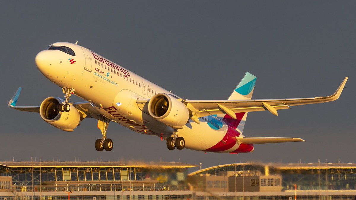 The 2nd @airbus #a320neo for @eurowings left @HamburgAirport today just before sunset #avgeek