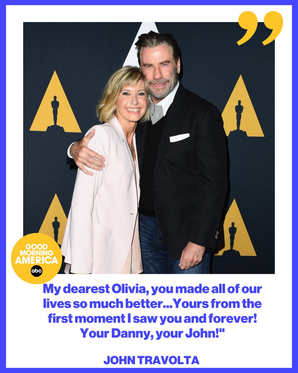 GMA's tweet photo. John Travolta is mourning the loss of his "Grease" co-star Olivia Newton-John, who died at the age of 73. Find his full tribute here: https://t.co/zSJmaKHoUp https://t.co/xCL0qx9jPP