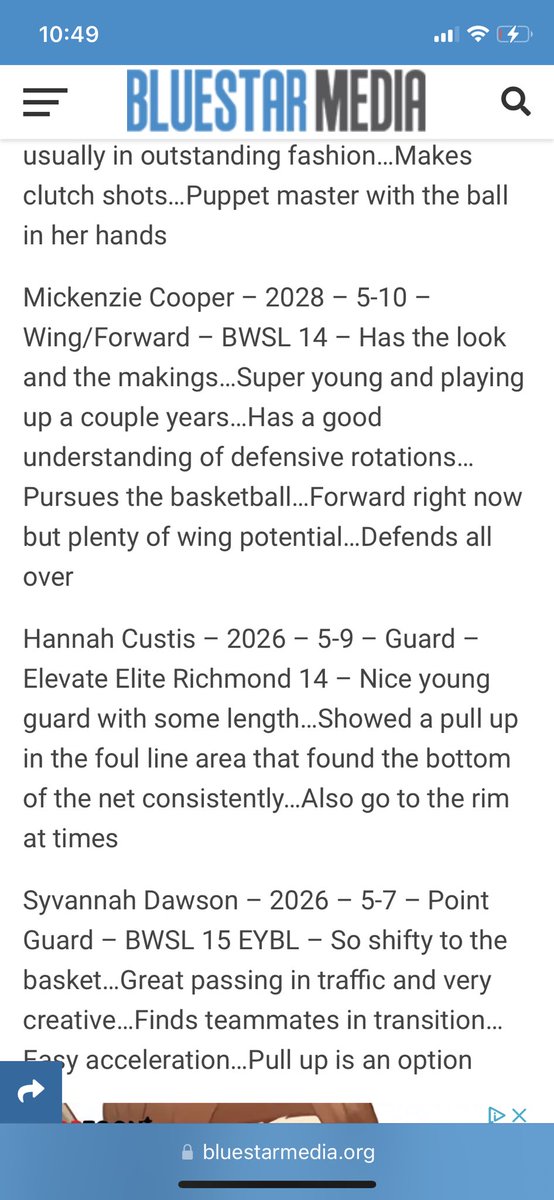 2026ElevateRic's tweet photo. Some well-deserved recognition for @hannahcustis_ from @BlueStarMedia1 for her play at USJN. @RockitgirlsAAU @Elevate_Elite https://t.co/N5vAJ65g7m