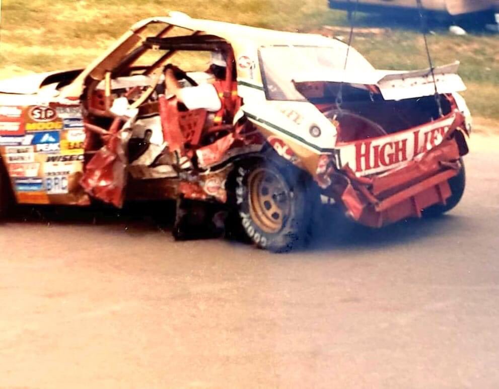 8090sNascar's tweet image. The remains of Bobby Allison’s car after his wreck at Pocono in 1988.