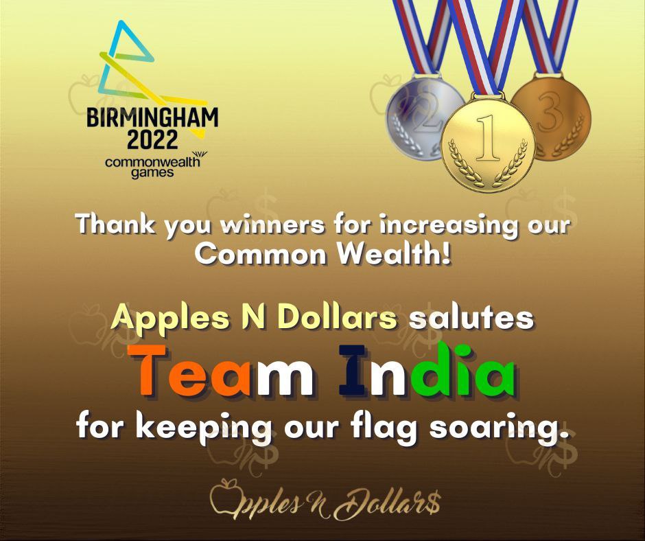 applesndollars's tweet photo. Thank you winners for increasing our Common Wealth!

Apples N Dollars salutes Team India for keeping our flag soaring.

Follow Apples N Dollars for exciting content!

#dailymotivation
#inspiration 
#applesndollars
#teamindia
#flagsoaringhigh
#birminghamcommonwealthgames2022 https://t.co/7D6kRVm4xz