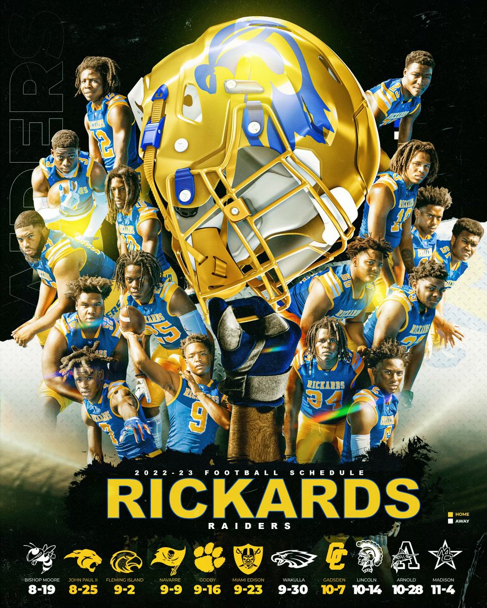 Rhsathletics1's tweet photo. The stage has been set. Let’s get it done!!Tickets go on sale now on GoFan. 💙💛🏈 #roadtostate #relentless #southsideup #onenationraidernation #family https://t.co/BpY4DaZh1l
