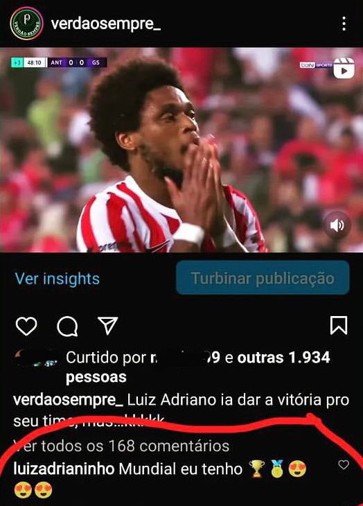 Ex-alvo do Corinthians, Luiz Adriano zoa Mundial do Palmeiras e