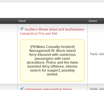 lookner's tweet photo. Scanner site reporting incident on Rhode Island ferry https://t.co/ZdG74wmUap